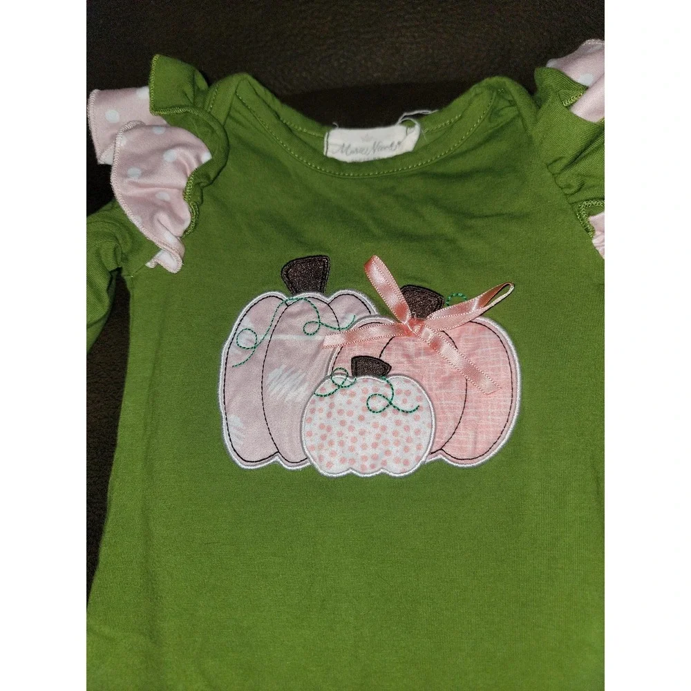 Marie nicole boutique fall Halloween pumpkin romper outfit size 0 3 months